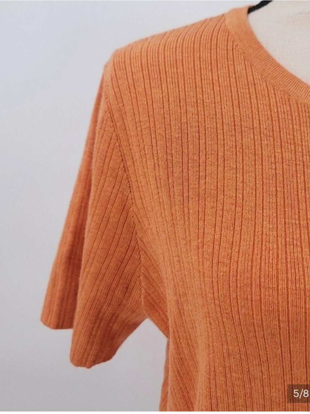 A New Day Women's Burnt Orange Ribbed Short Sleeve Knit Top - Size XXL - Picture 3 of 5